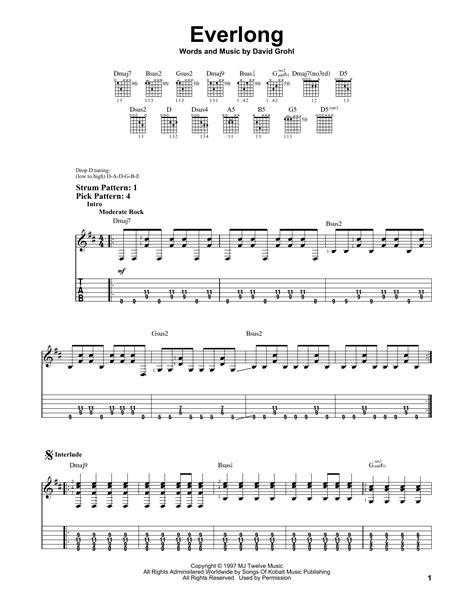 Product #: MN0082981. More Songs From the Album: Foo Fighters - The Colour and The Shape. From the Book: Rock Band 2 - Easy Guitar. Publishing administered by: Alfred Publishing Co., Inc. Foo Fighters Everlong Easy Guitar TAB. Includes Easy Guitar TAB for Guitar, range: D3-G5 or Voice in D Major.